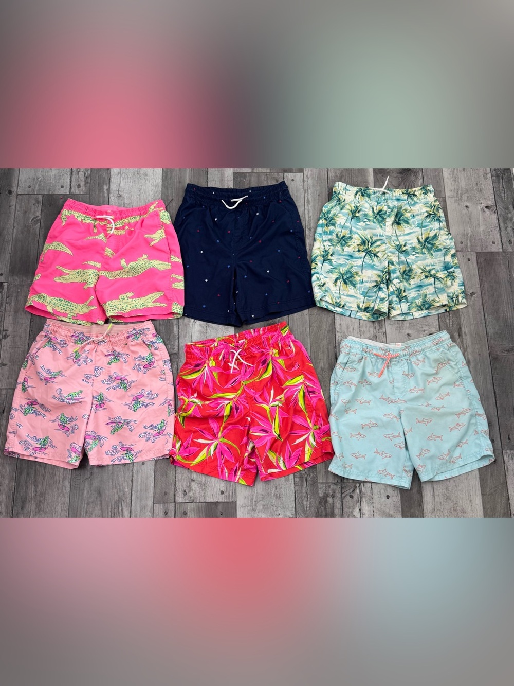 Cat & Jack Old Navy Boys Swim Shorts Trunks 14-16 XL Bundle 6 Pairs